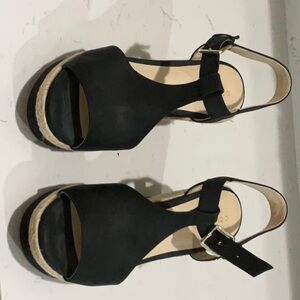 Cole Haan Black Wedge Espadrilles